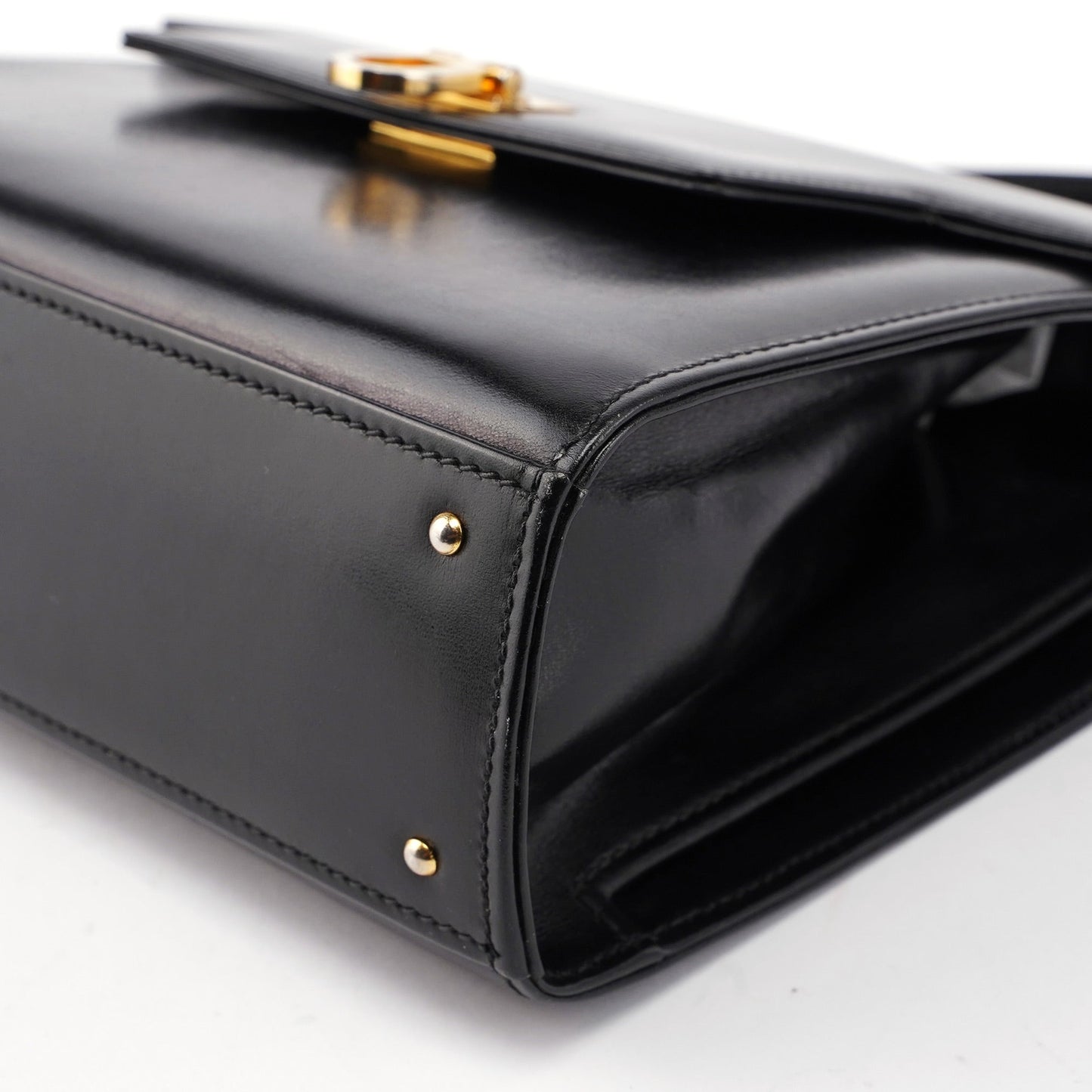 Vintage Black Calfskin Top Handle Bag