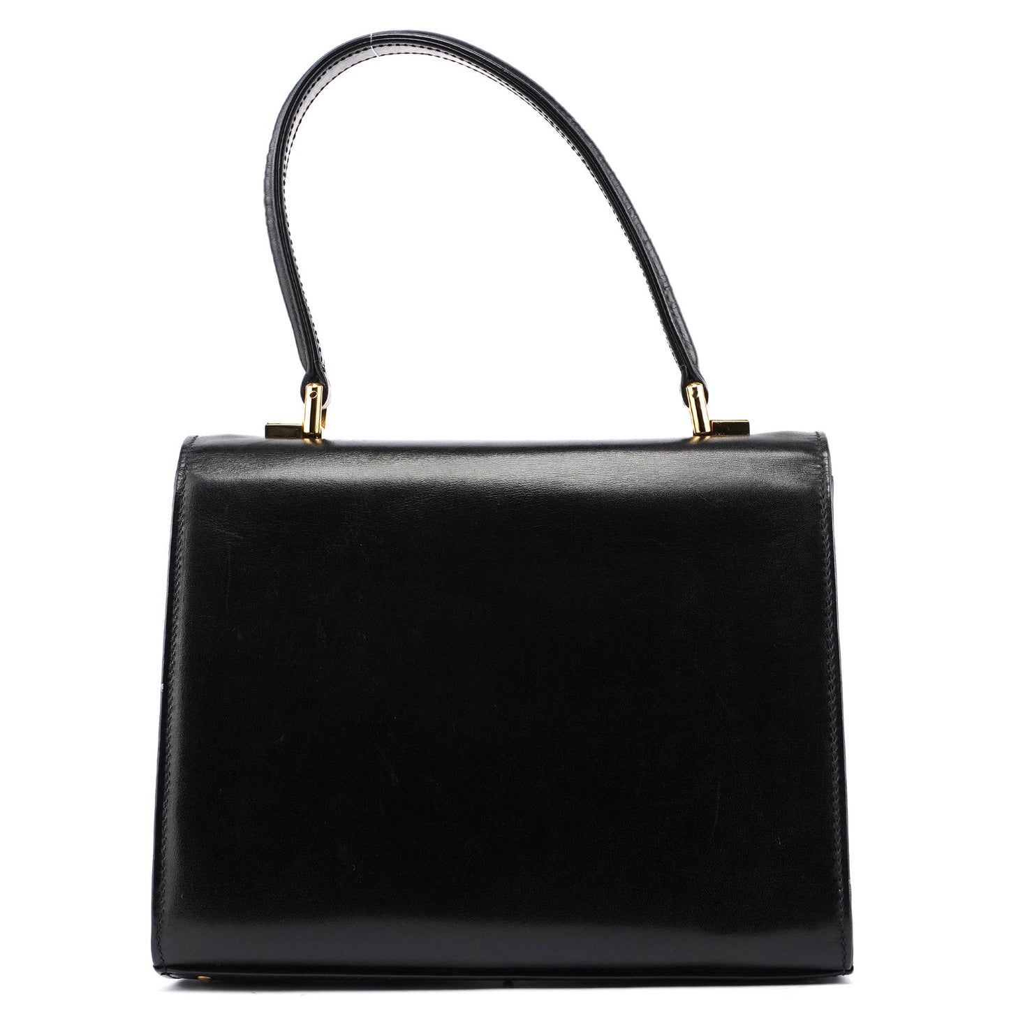 Vintage Black Calfskin Top Handle Bag