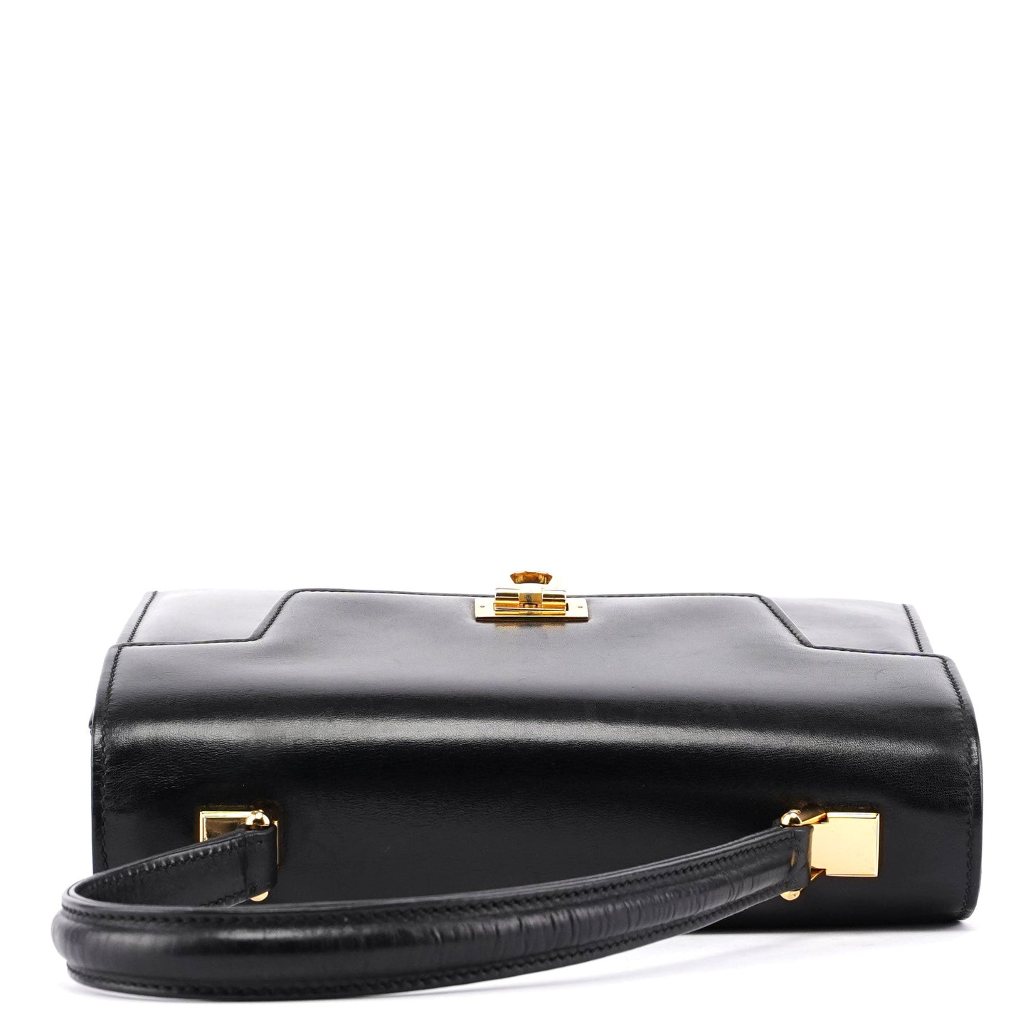 Vintage Black Calfskin Top Handle Bag
