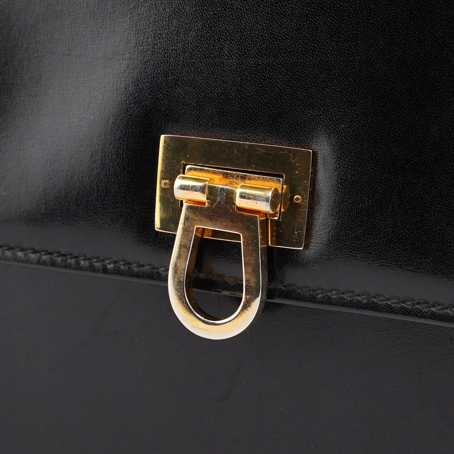 Vintage Black Calfskin Top Handle Bag