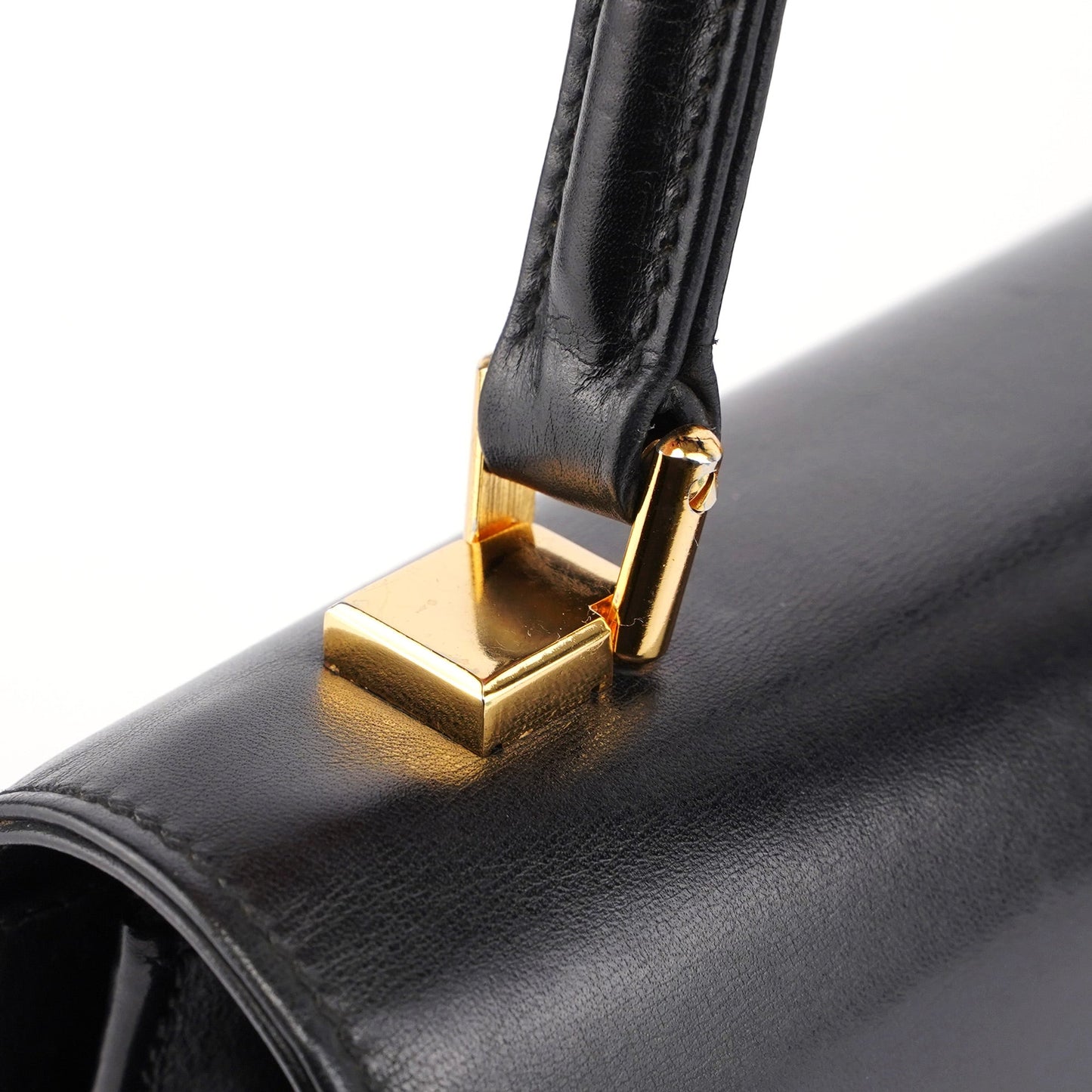 Vintage Black Calfskin Top Handle Bag