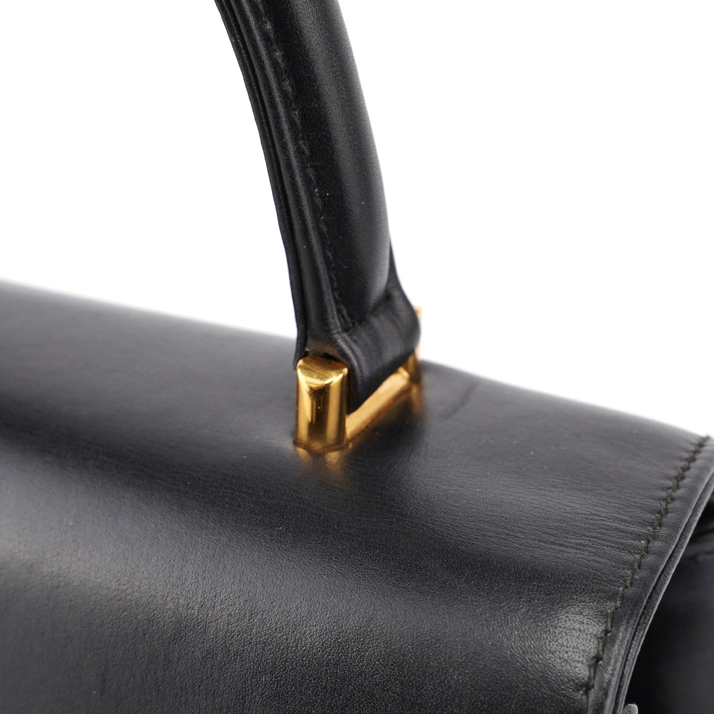 Vintage Black Calfskin Top Handle Bag