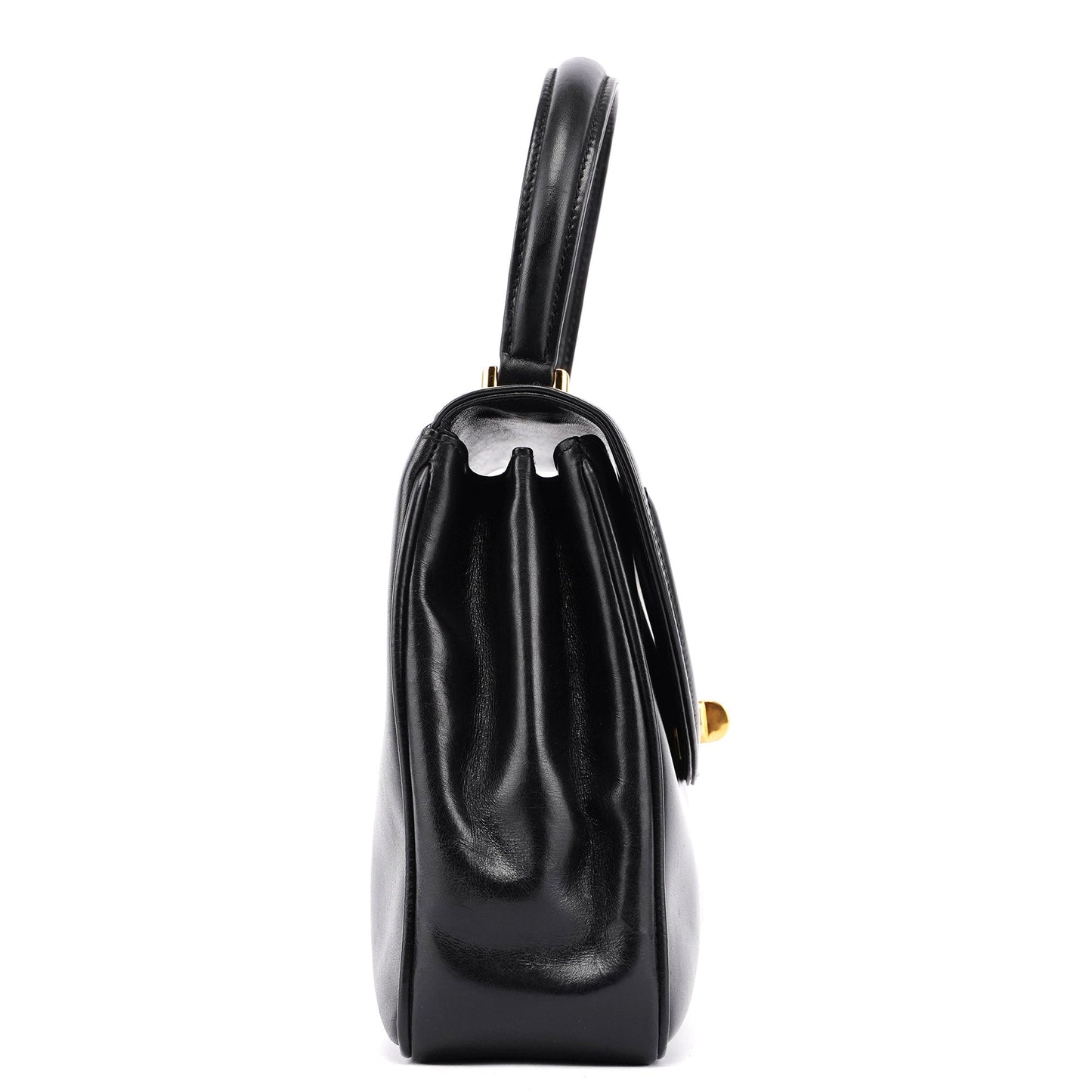 Vintage Black Calfskin Top Handle Bag