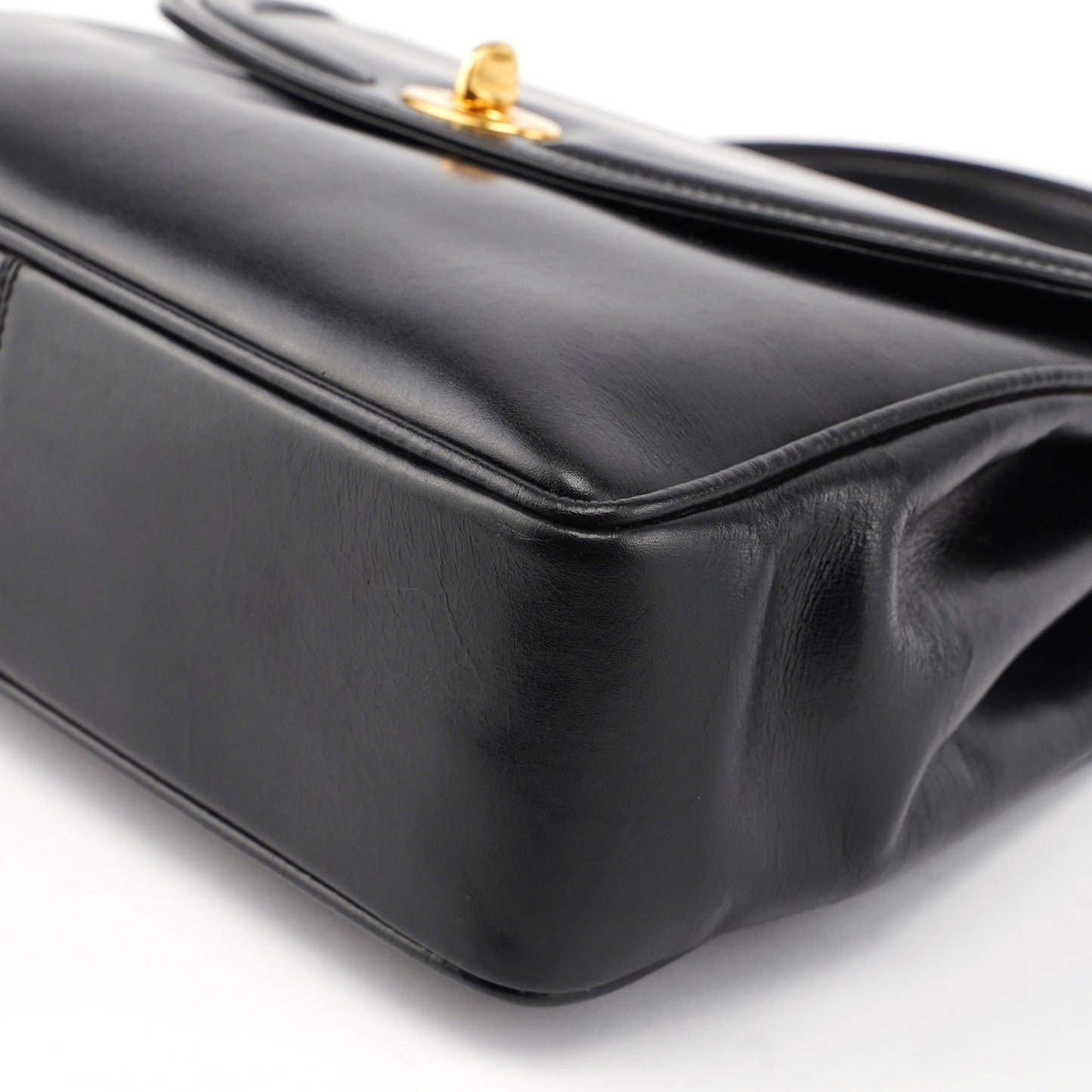 Vintage Black Calfskin Top Handle Bag