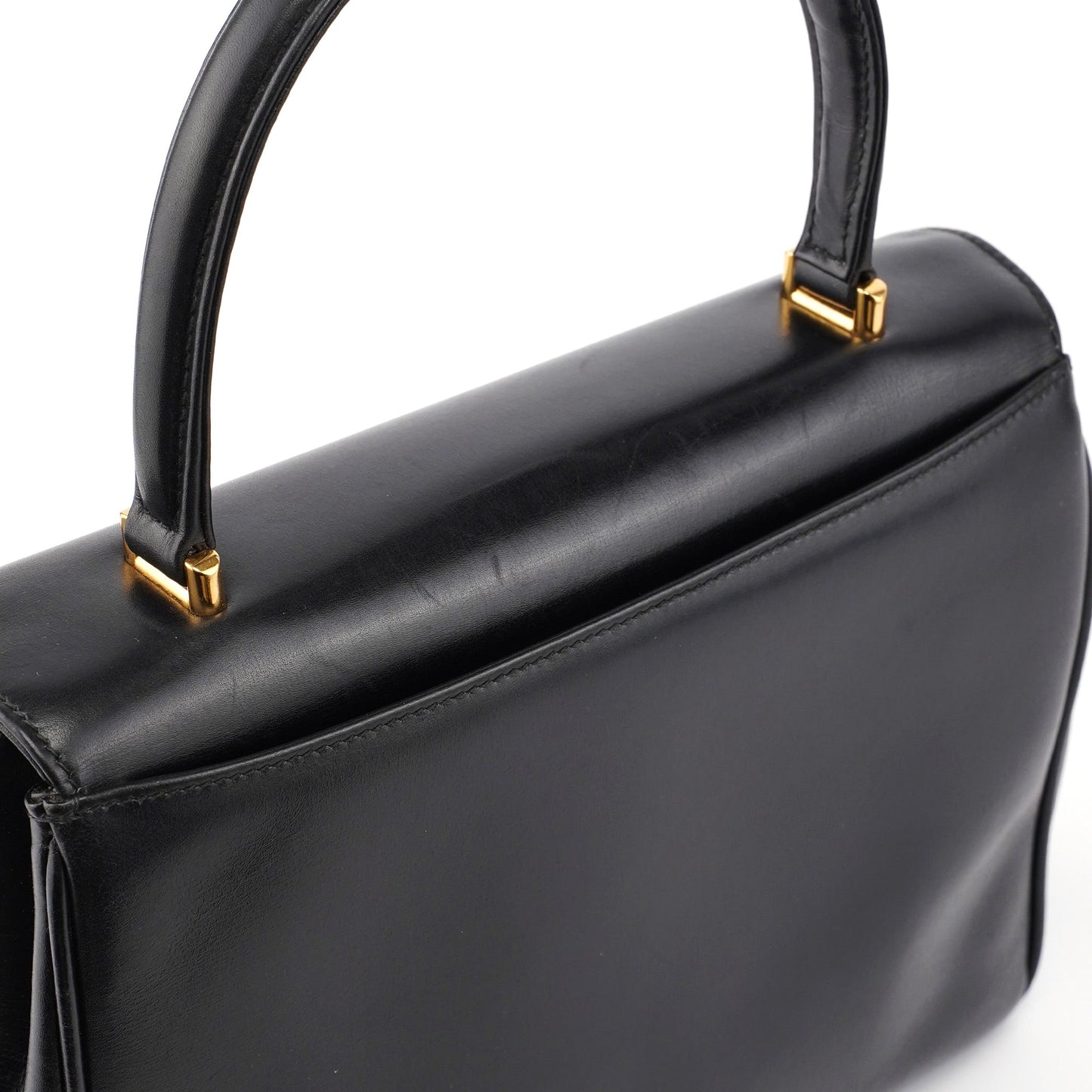 Vintage Black Calfskin Top Handle Bag