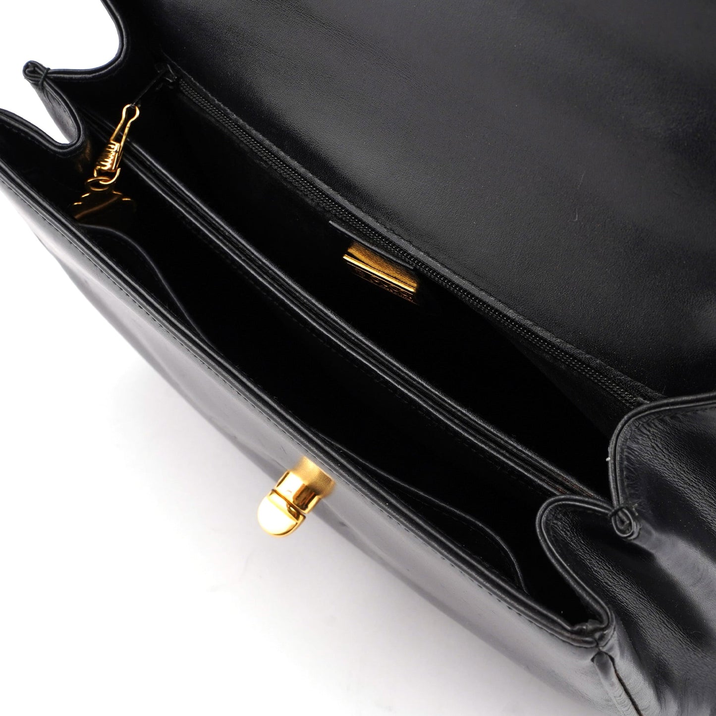 Vintage Black Calfskin Top Handle Bag