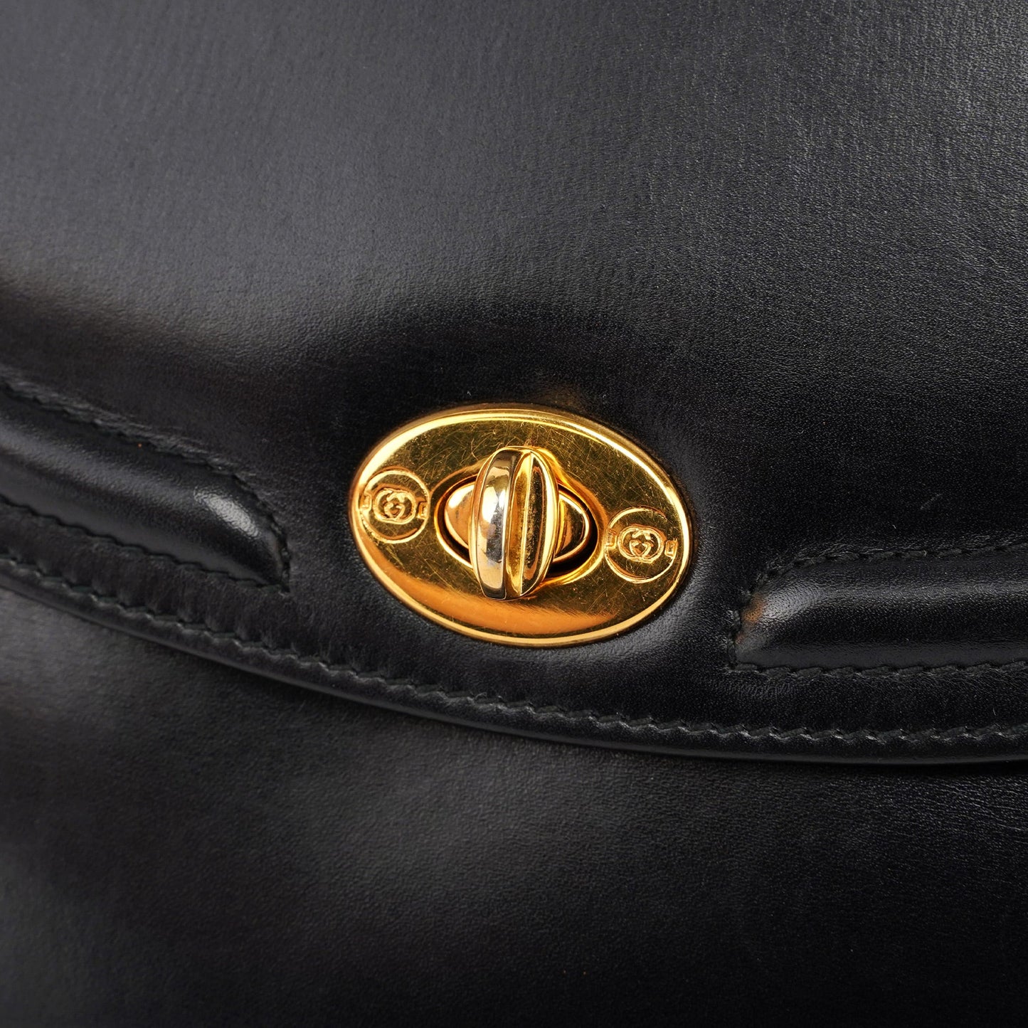 Vintage Black Calfskin Top Handle Bag