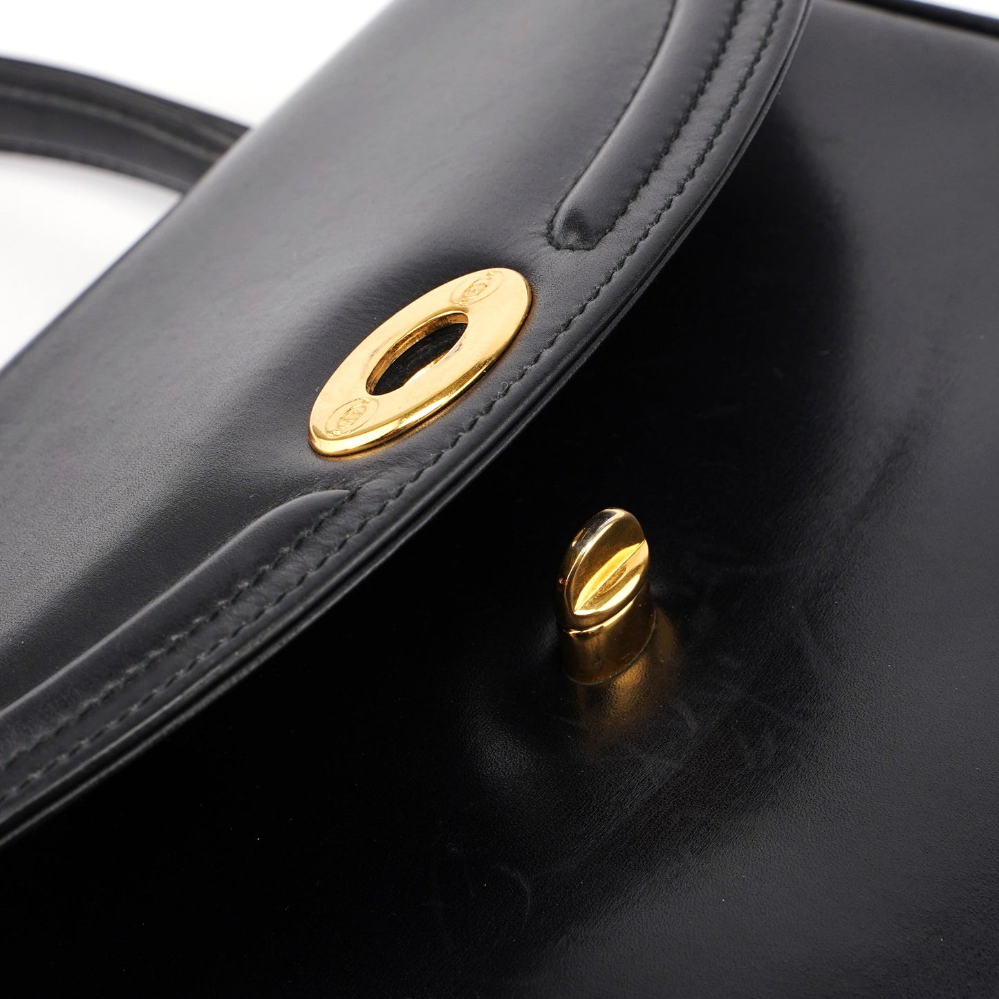 Vintage Black Calfskin Top Handle Bag