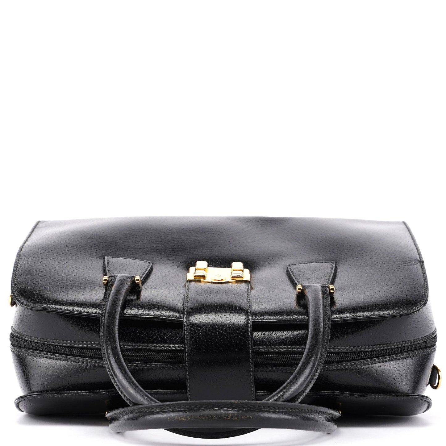 Vintage Black Leather Boston Bag