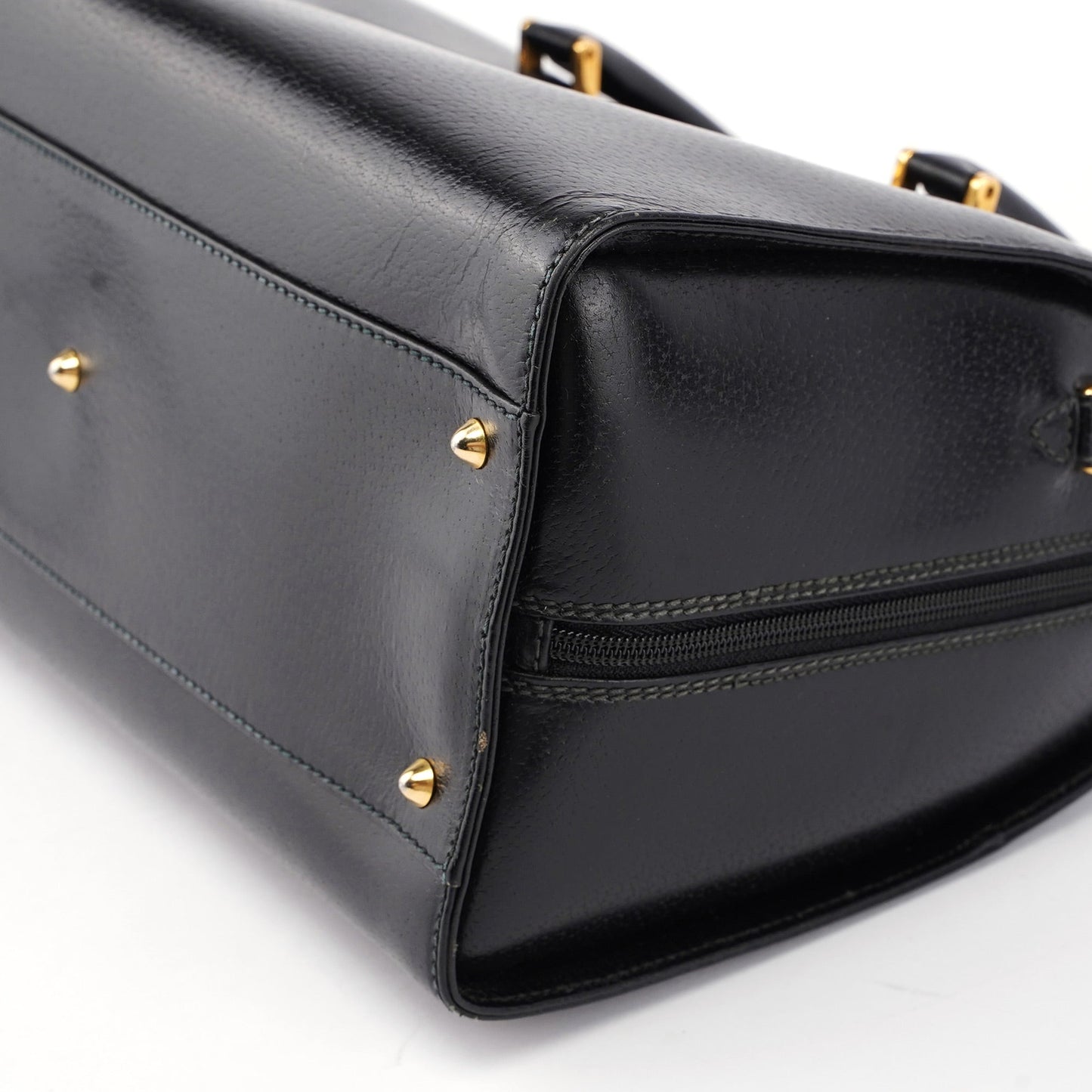 Vintage Black Leather Boston Bag