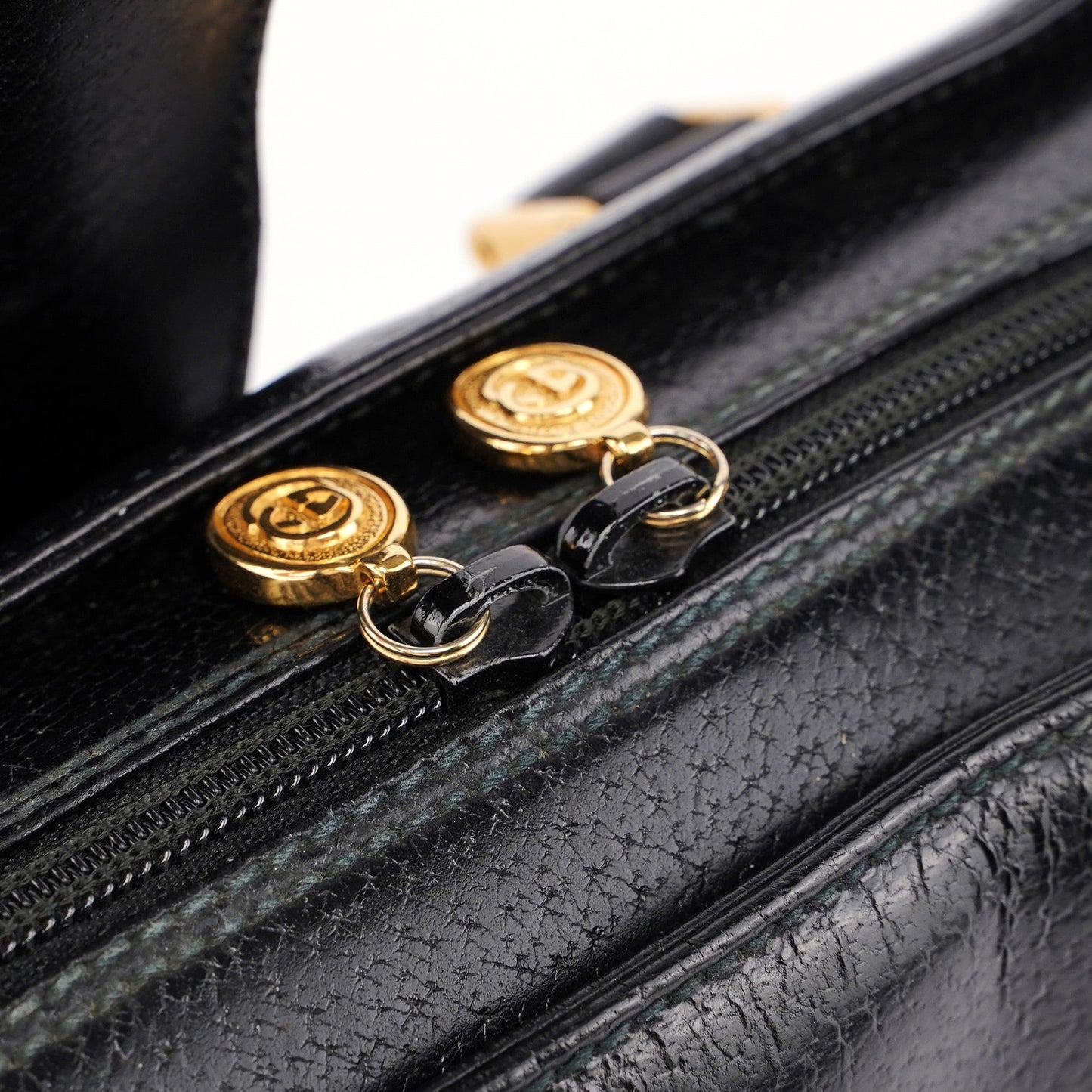 Vintage Black Leather Boston Bag