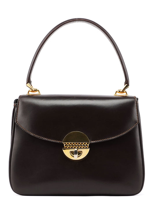 Vintage Brown Calfskin Top Handle Bag