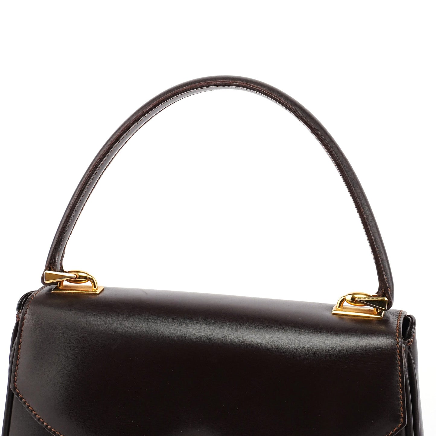 Vintage Brown Calfskin Top Handle Bag