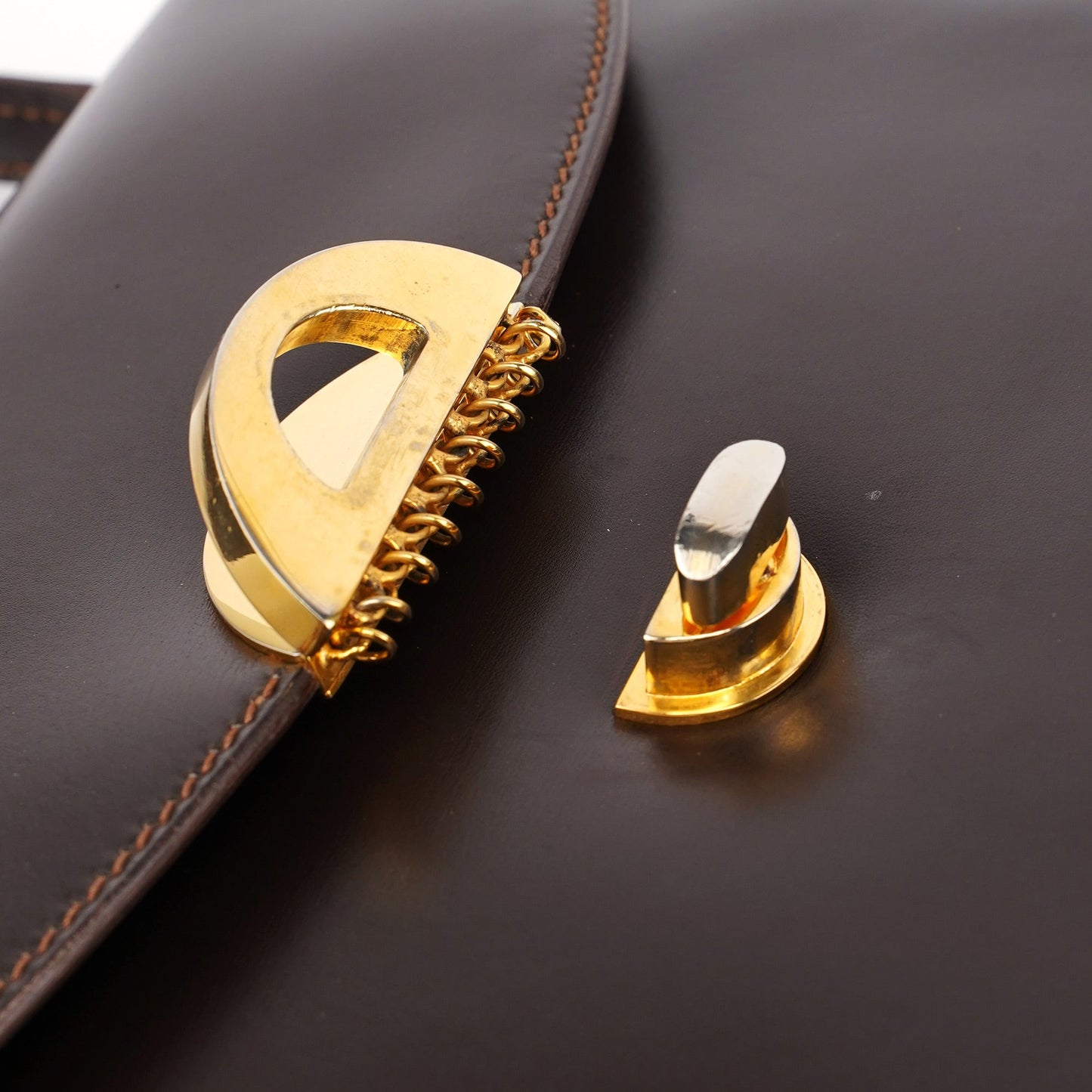 Vintage Brown Calfskin Top Handle Bag