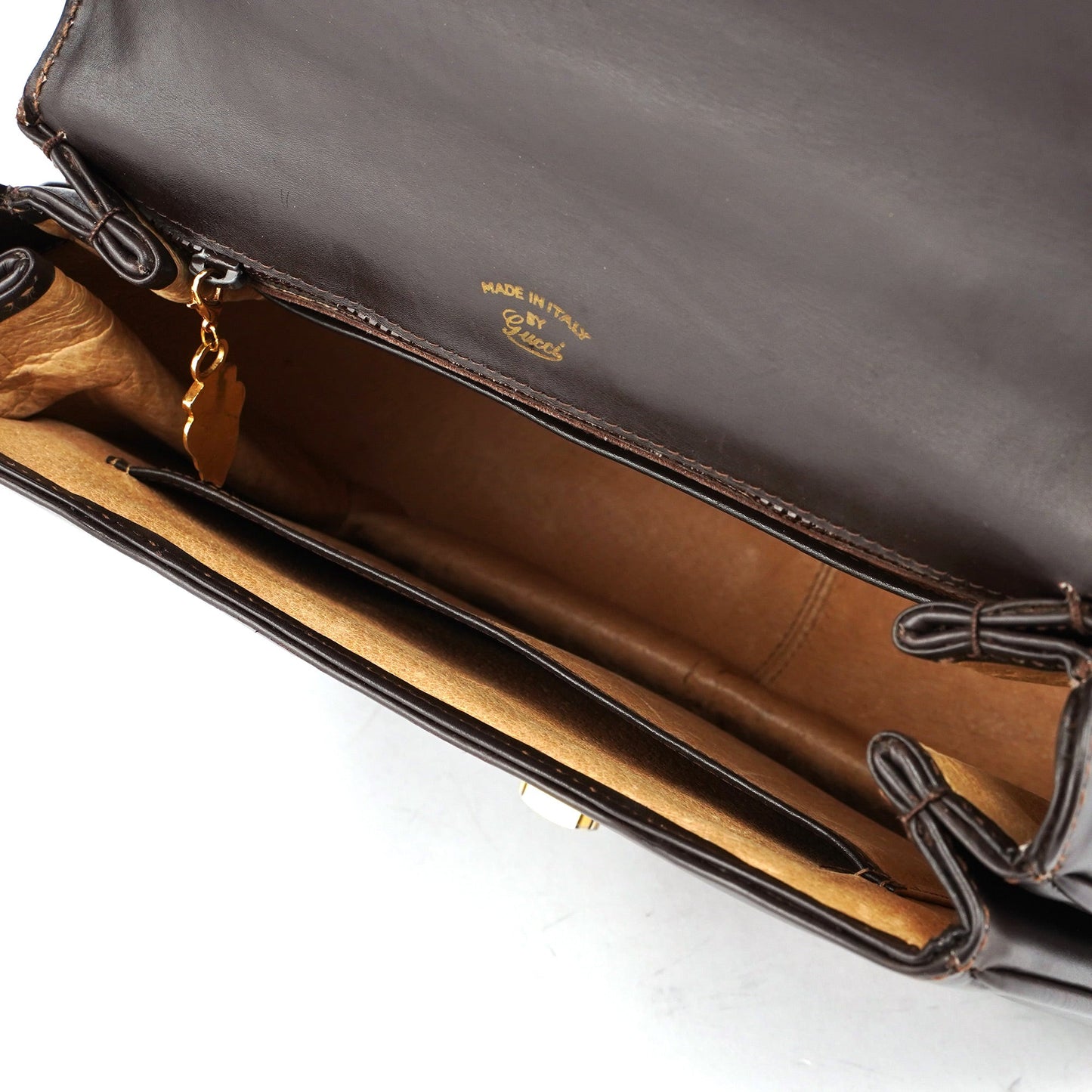 Vintage Brown Calfskin Top Handle Bag