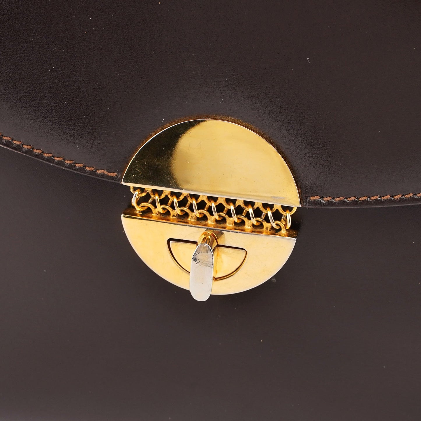 Vintage Brown Calfskin Top Handle Bag