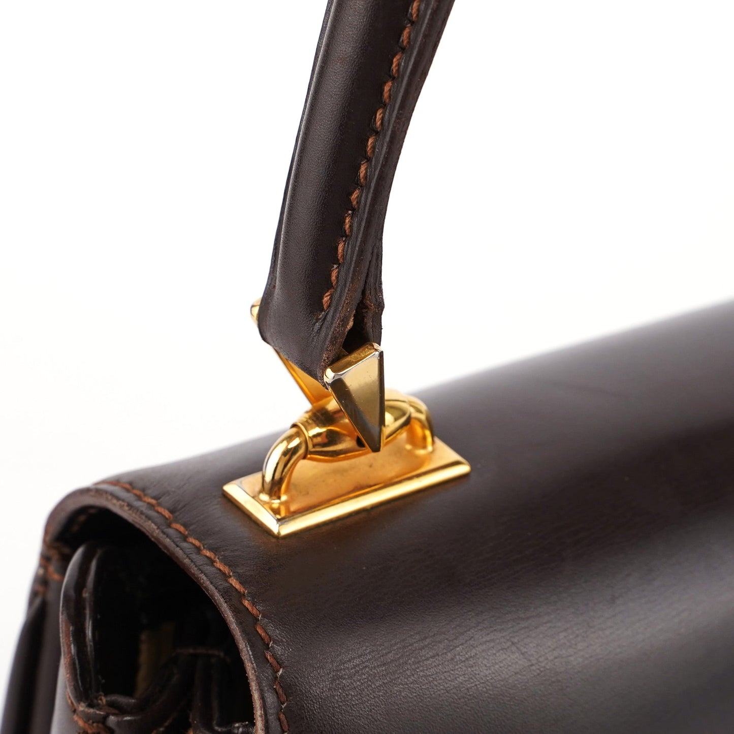 Vintage Brown Calfskin Top Handle Bag