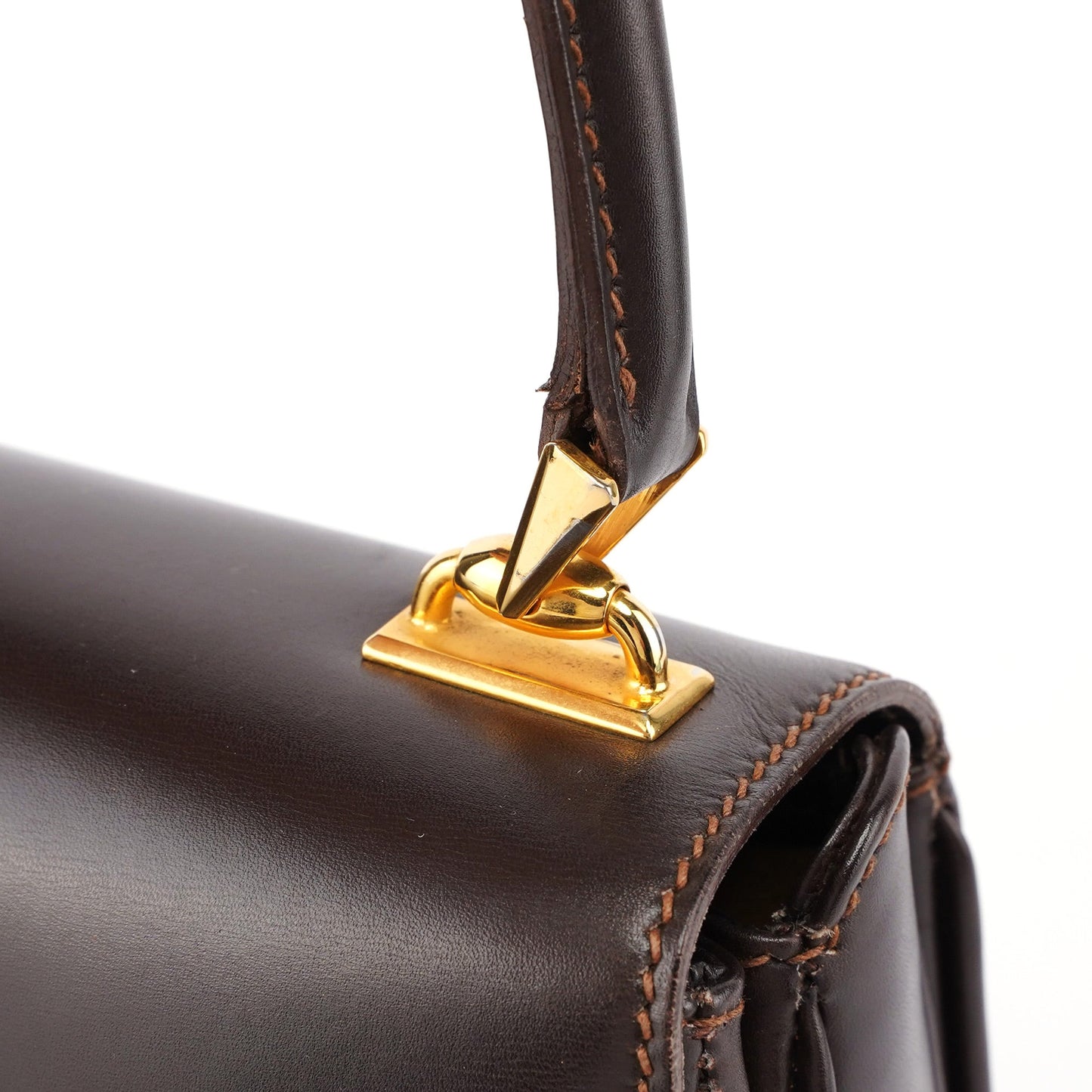 Vintage Brown Calfskin Top Handle Bag