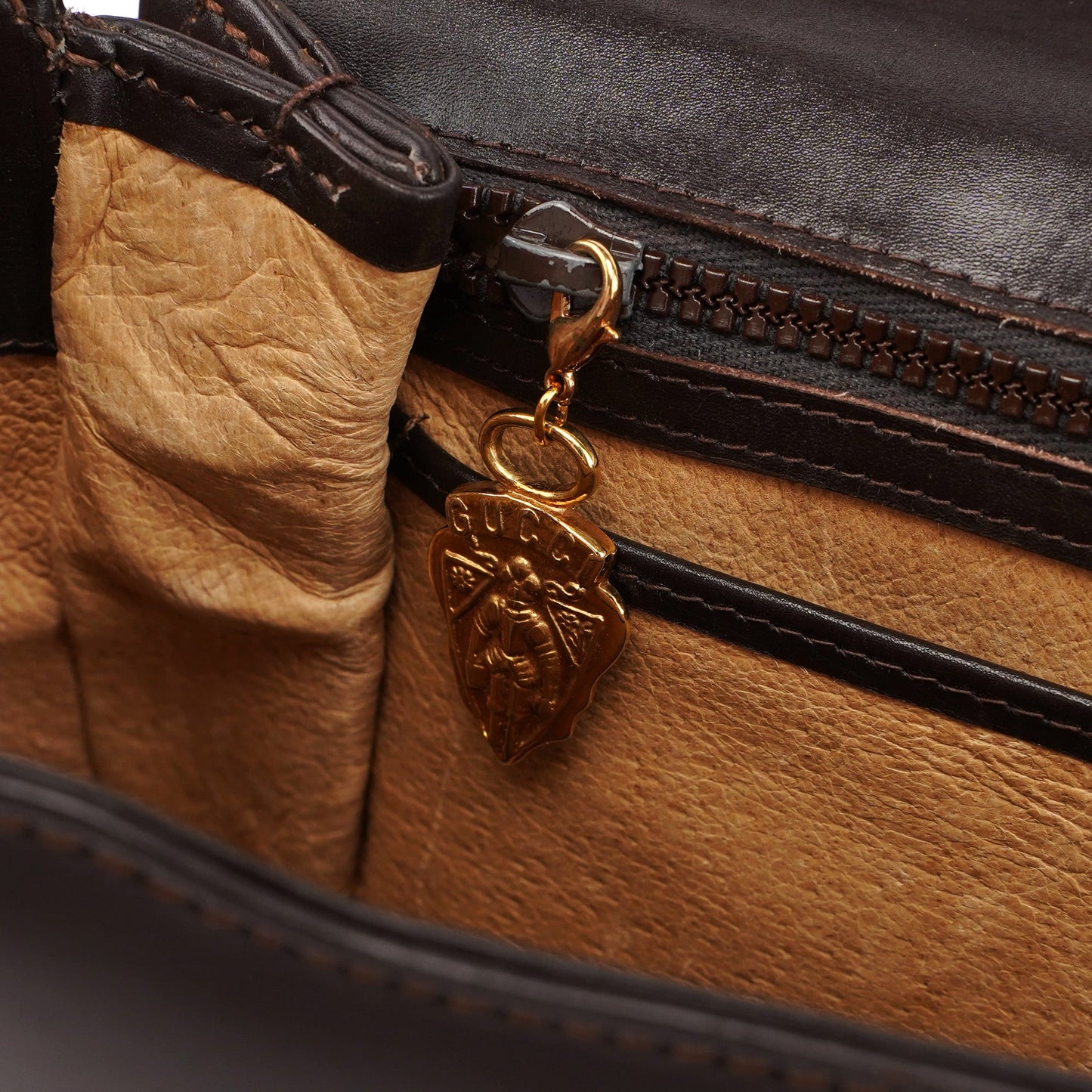 Vintage Brown Calfskin Top Handle Bag