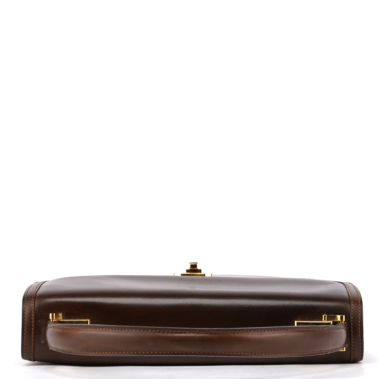 Vintage Brown Calfskin Turnlock Top Handle Bag