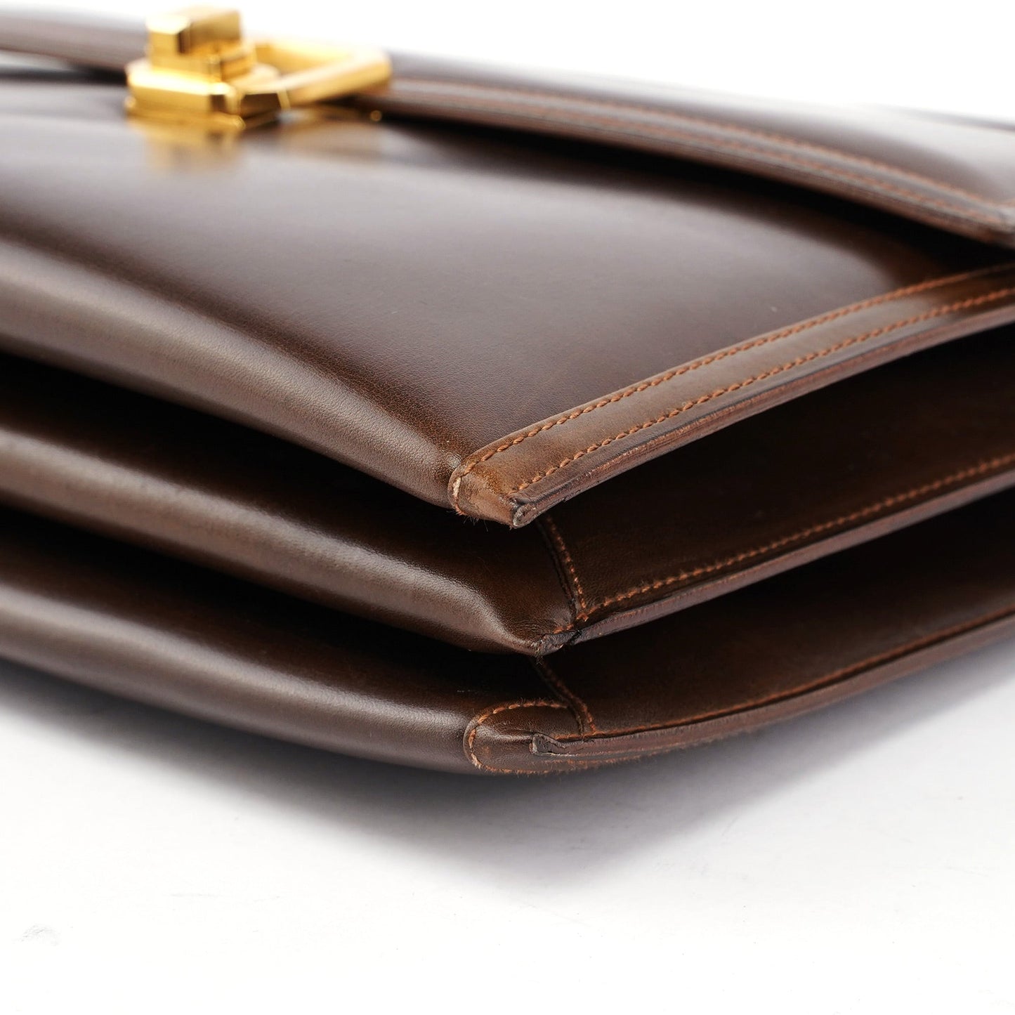 Vintage Brown Calfskin Turnlock Top Handle Bag