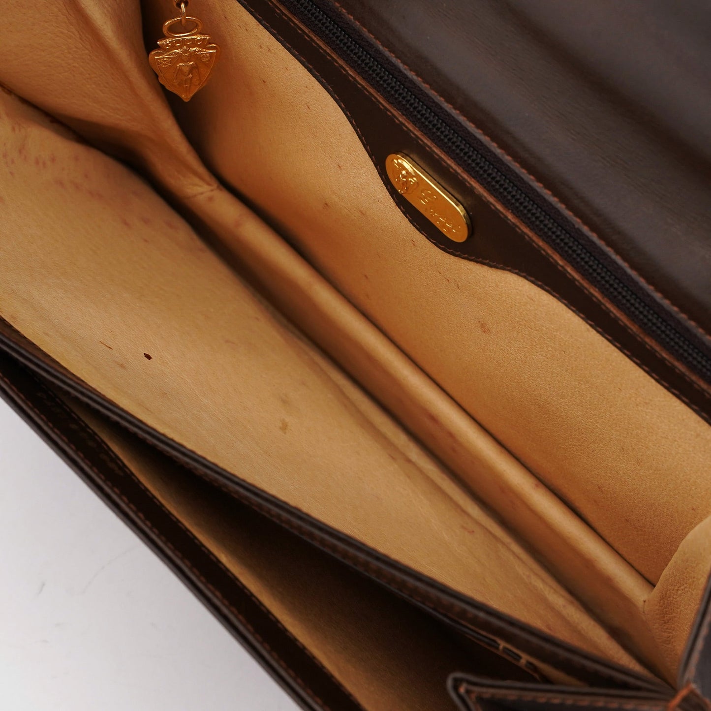 Vintage Brown Calfskin Turnlock Top Handle Bag