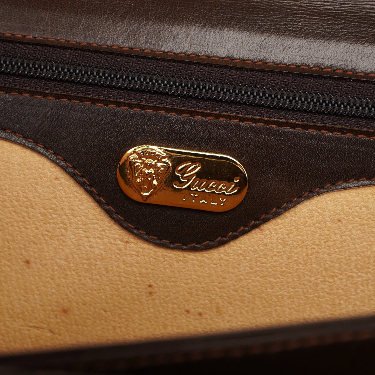 Vintage Brown Calfskin Turnlock Top Handle Bag