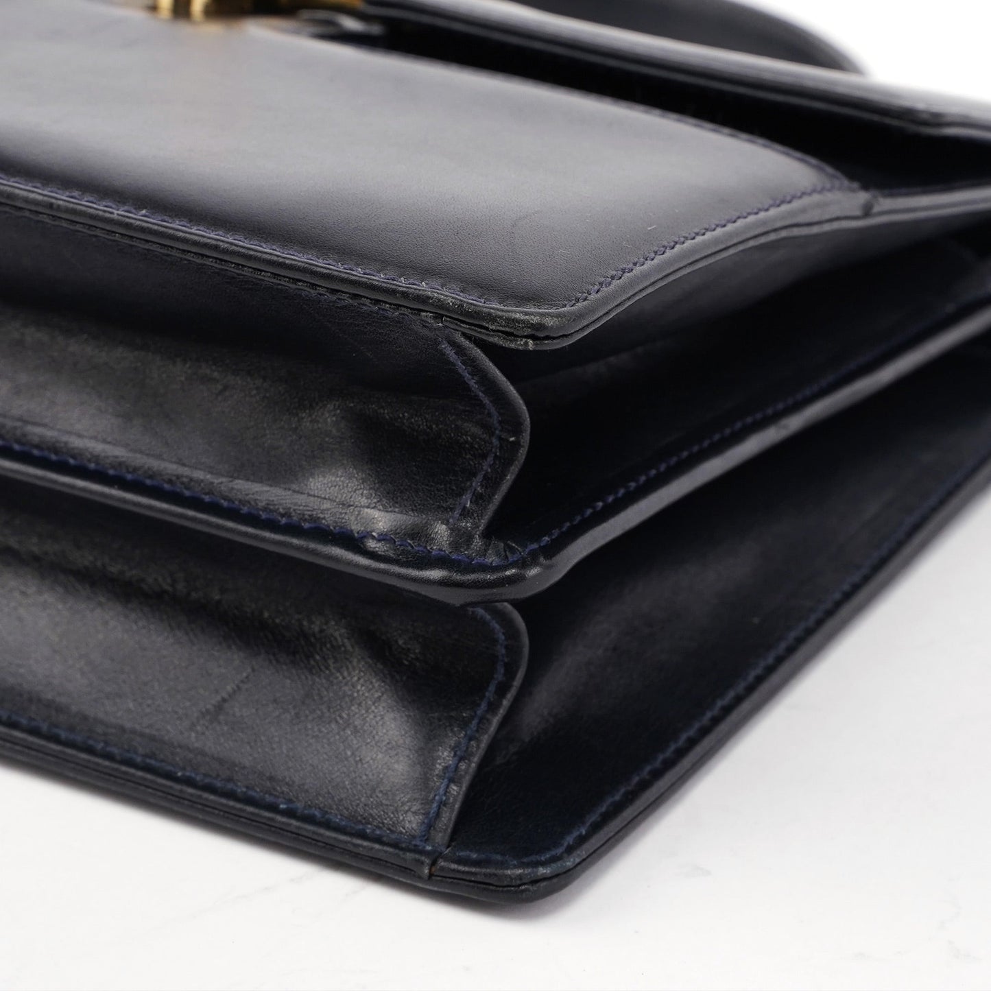 Vintage Navy Calfskin Top Handle Bag