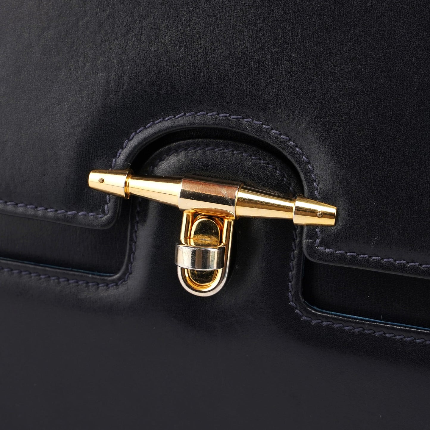 Vintage Navy Calfskin Top Handle Bag