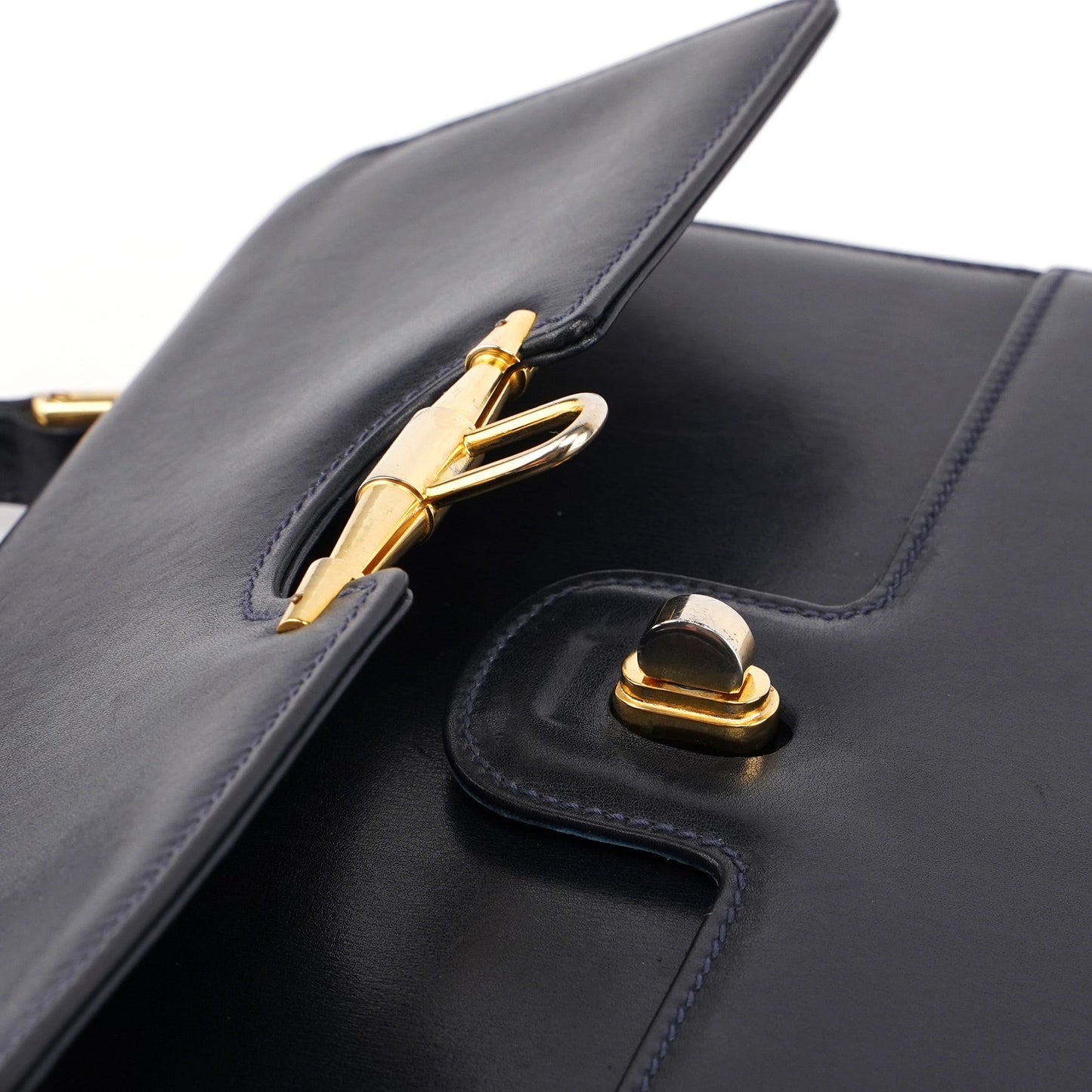 Vintage Navy Calfskin Top Handle Bag