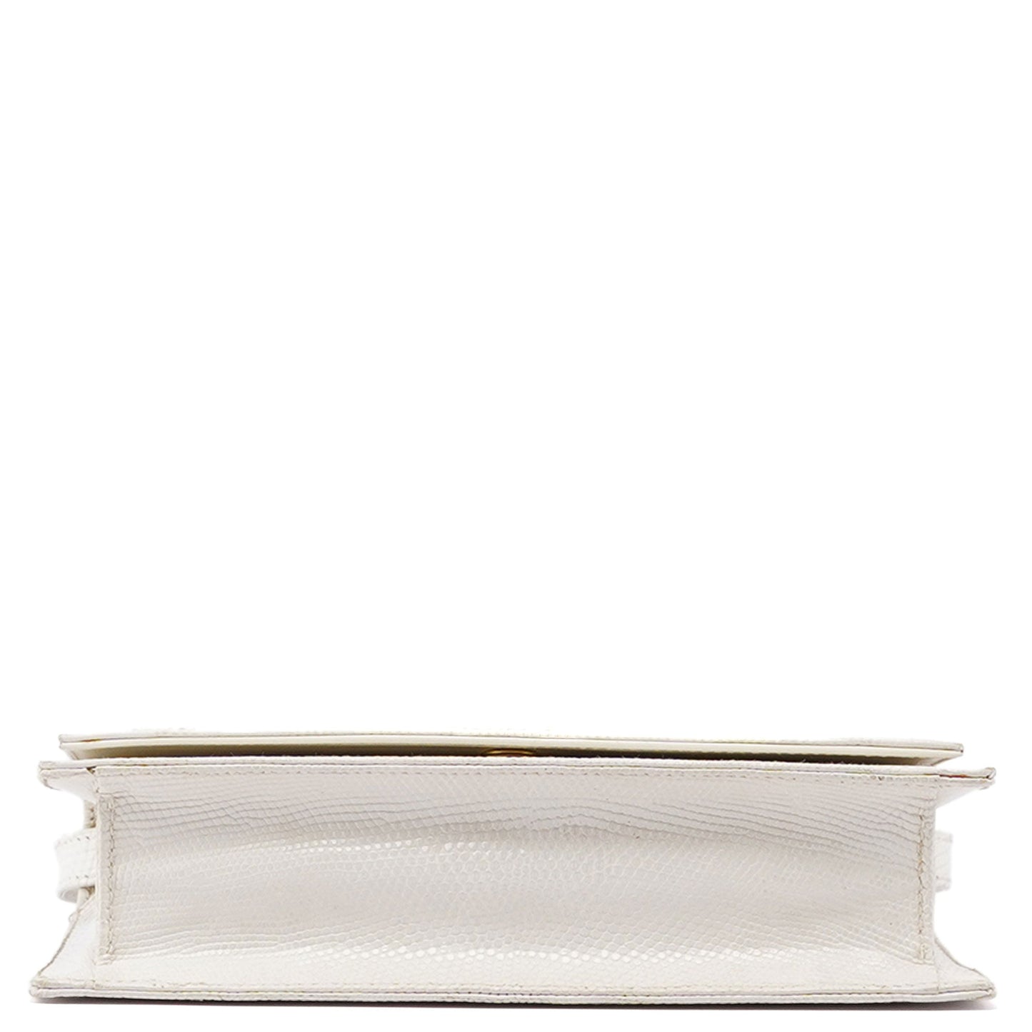 White Leather Lizard Embossed Bag