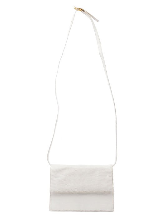 White Leather Lizard Embossed Bag