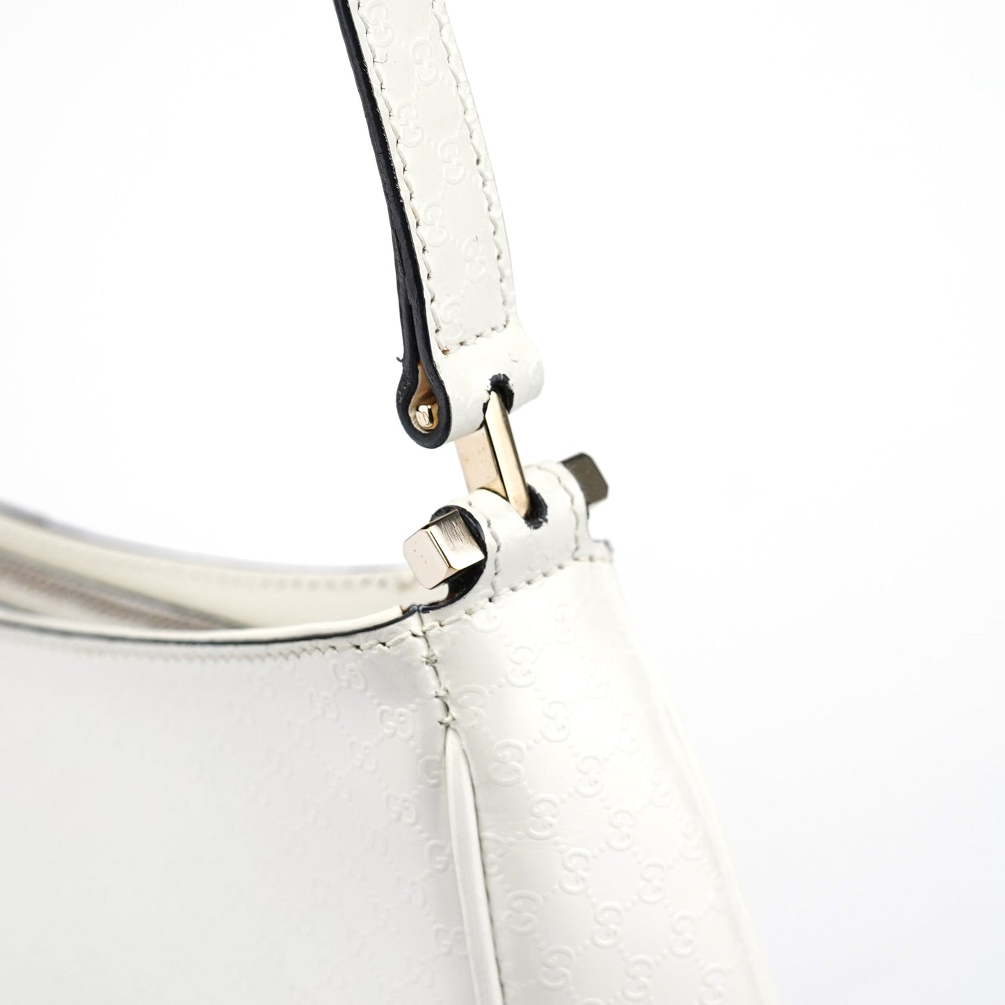 White Leather Micro GG Shoulder Bag