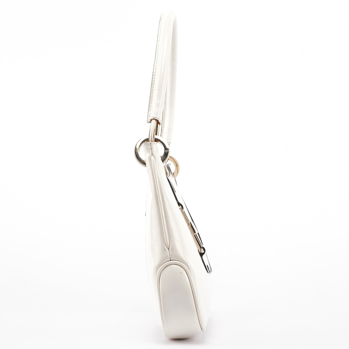 White Patent Leather Jackie Shoulder Bag