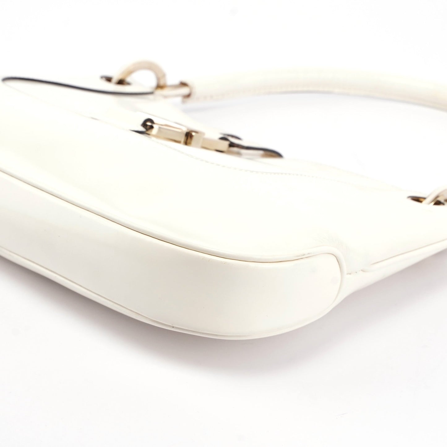 White Patent Leather Jackie Shoulder Bag