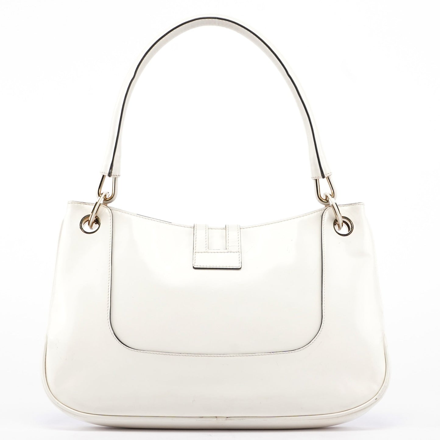 White Patent Leather Jackie Shoulder Bag