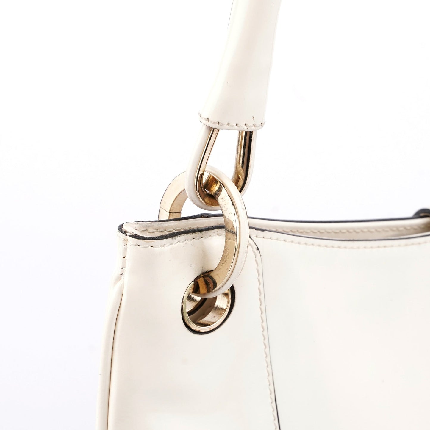 White Patent Leather Jackie Shoulder Bag