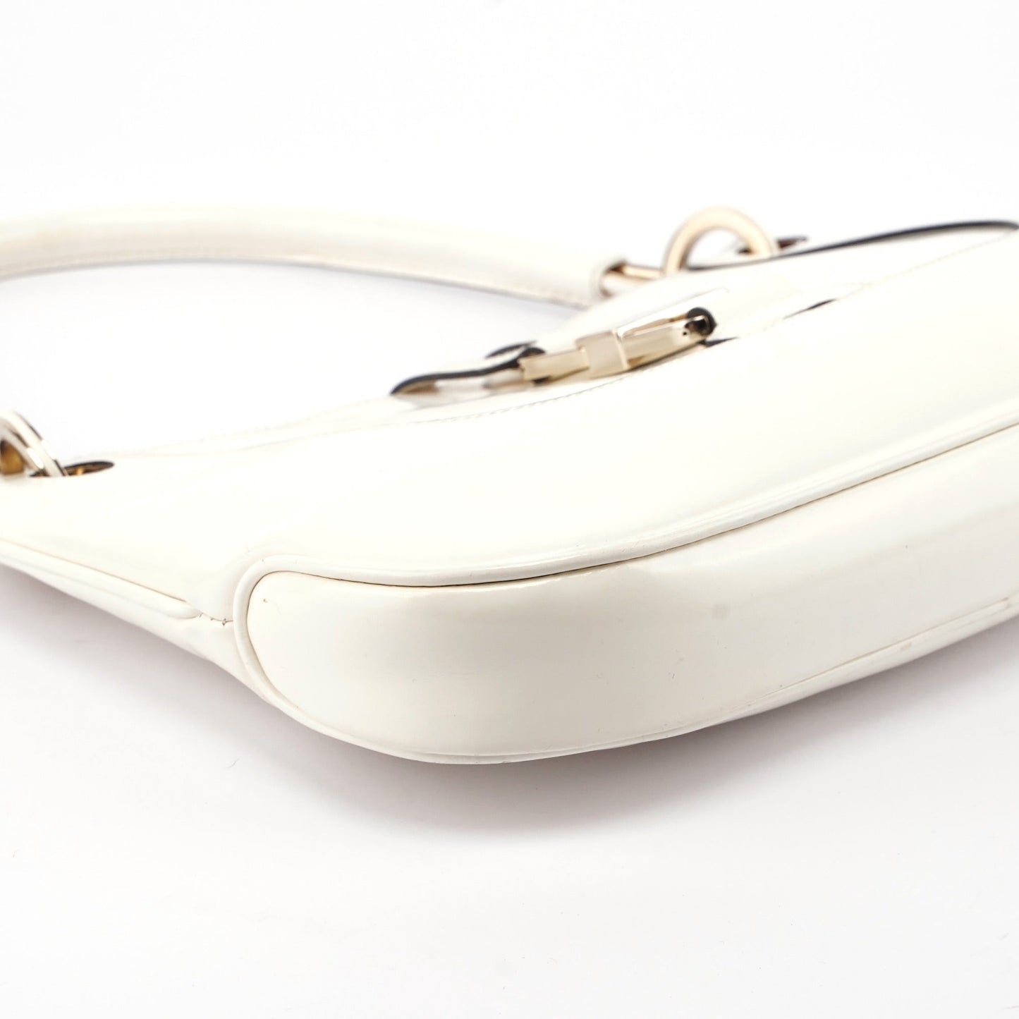 White Patent Leather Jackie Shoulder Bag