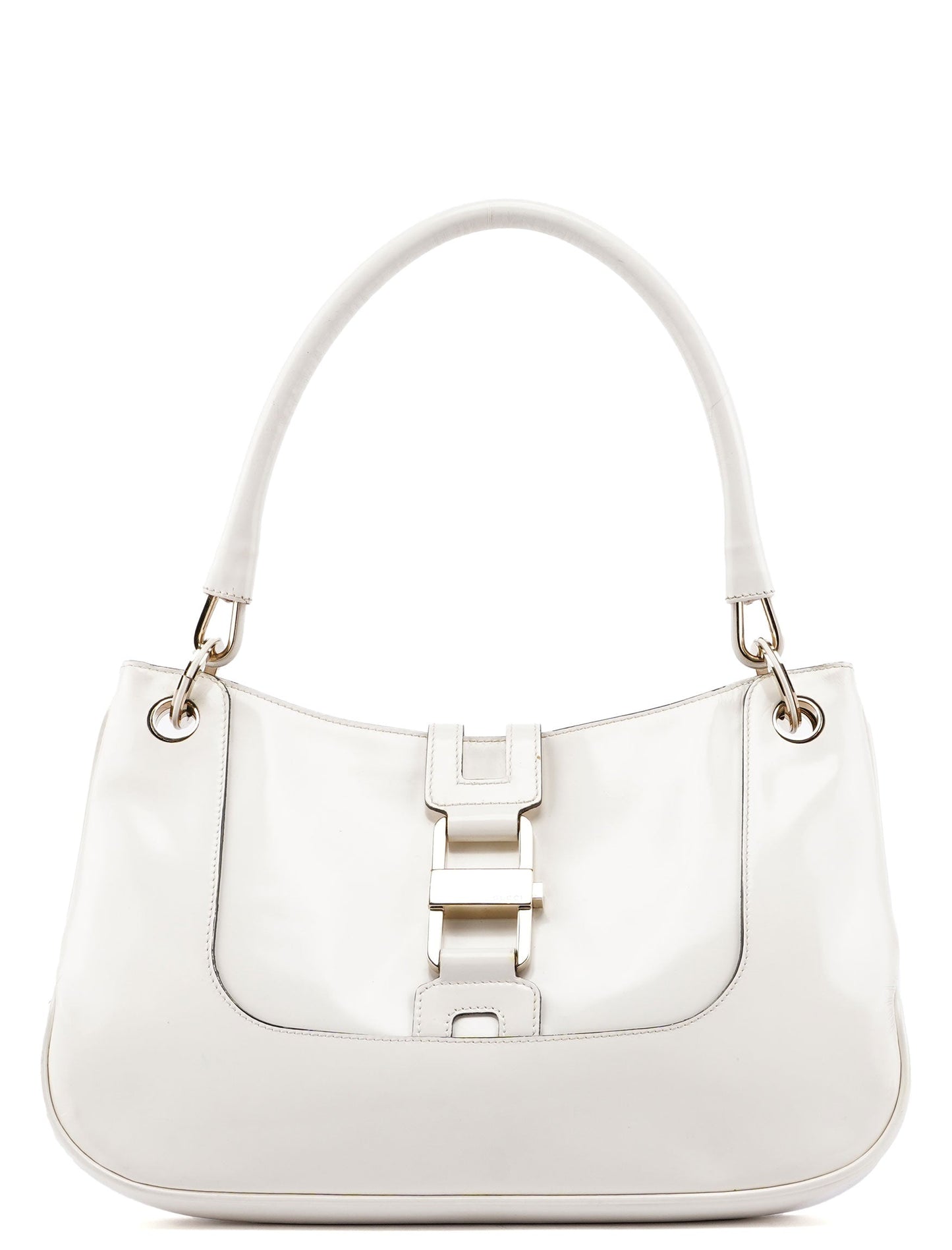 White Patent Leather Jackie Shoulder Bag