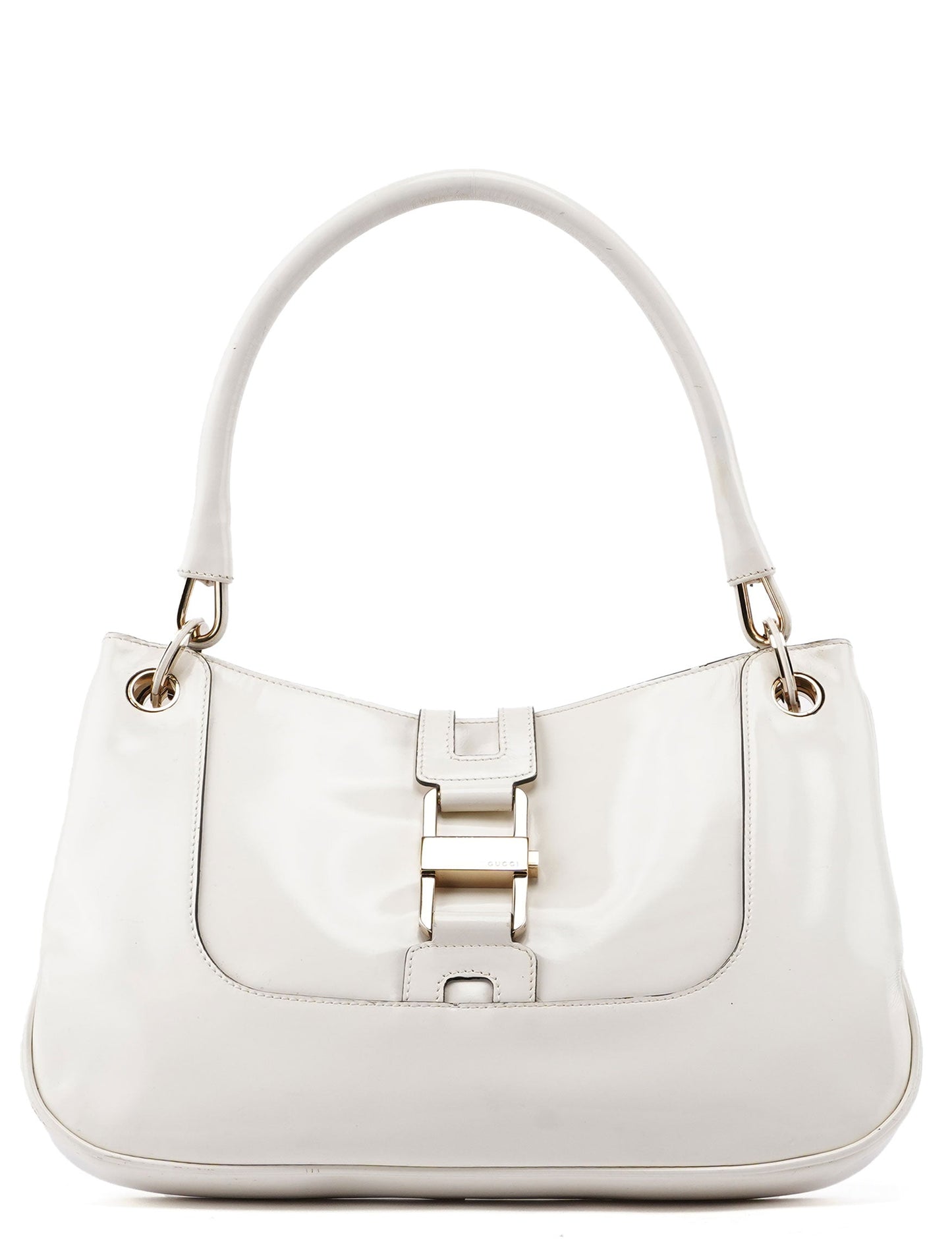 White Patent Leather Jackie Shoulder Bag