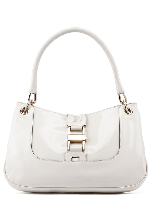 White Patent Leather Jackie Shoulder Bag
