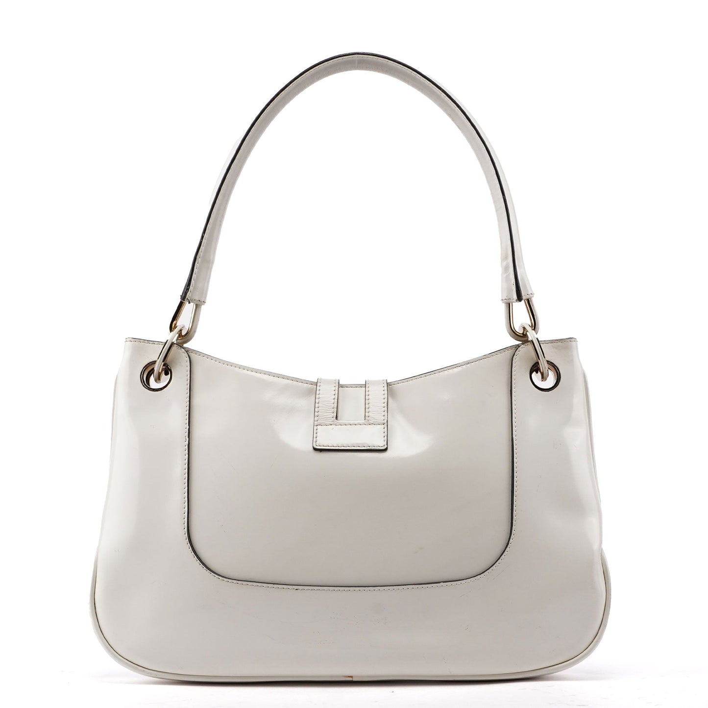 White Patent Leather Jackie Shoulder Bag