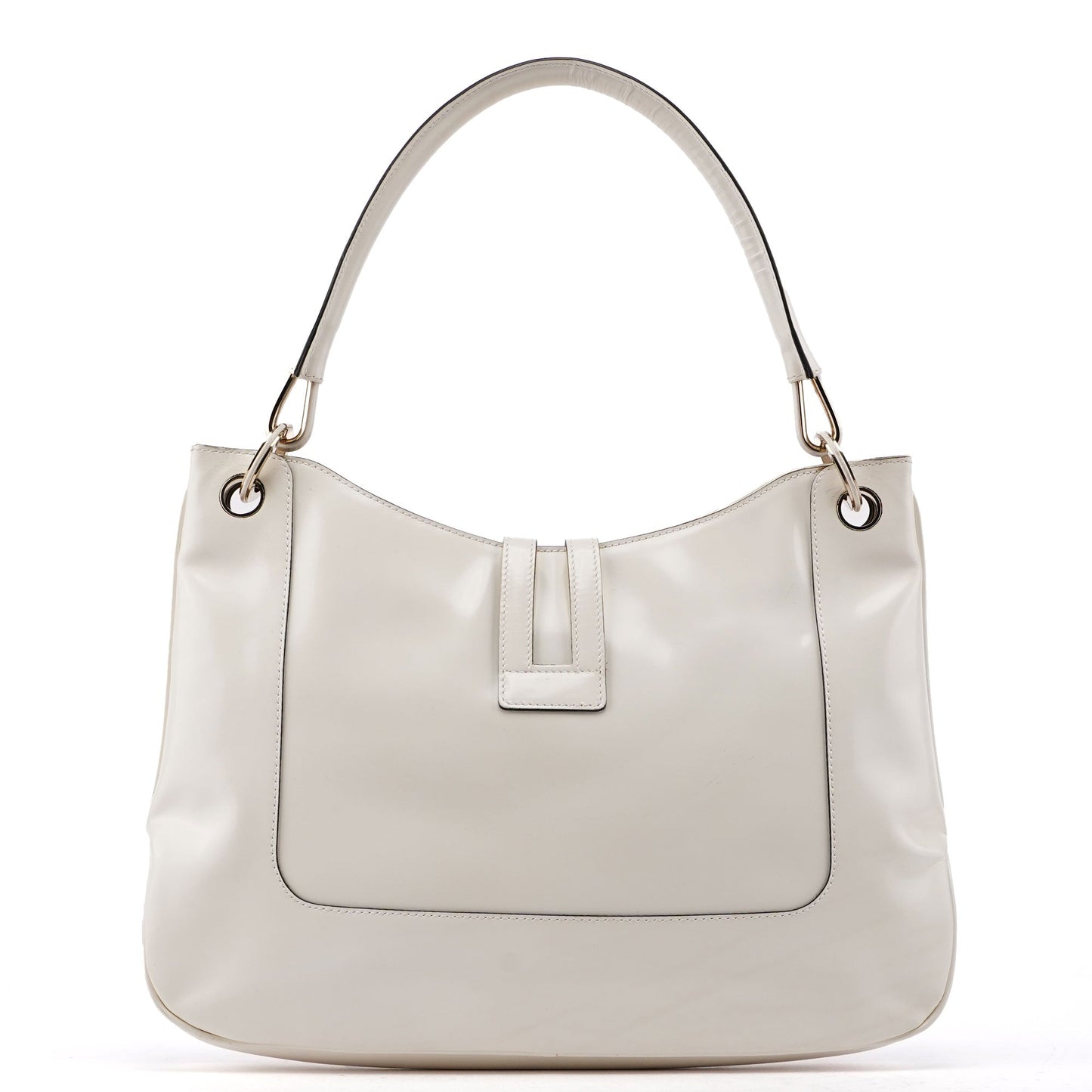 White Patent Leather Jackie Shoulder Bag