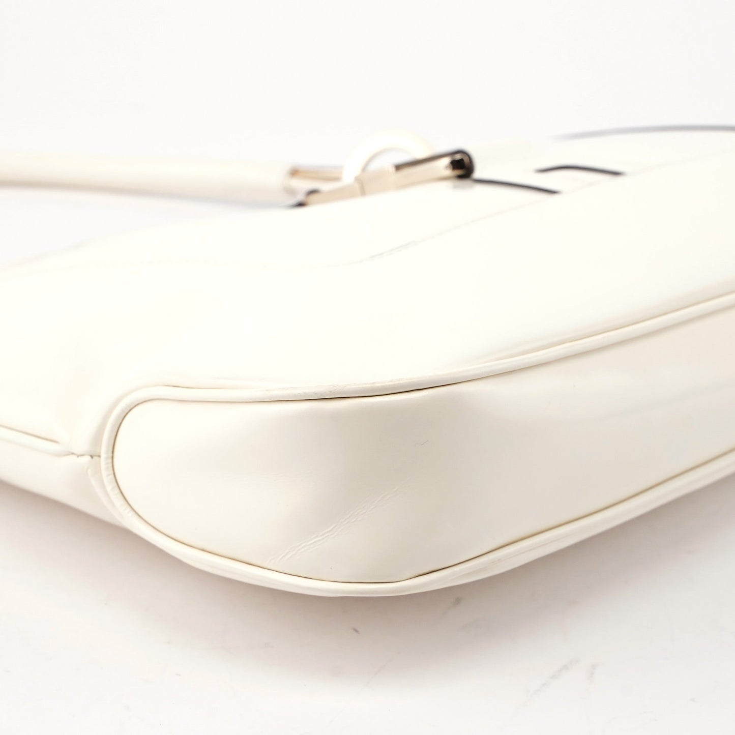White Patent Leather Jackie Shoulder Bag