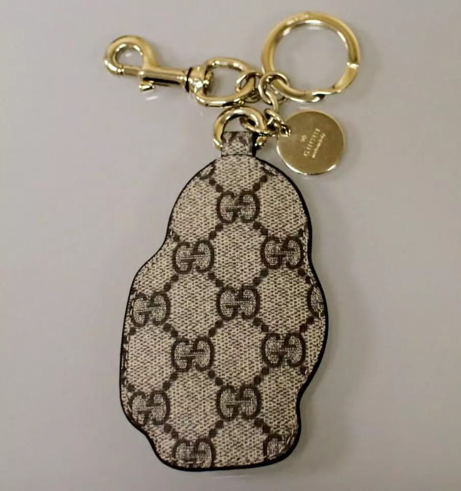New GUCCI UNICEF GG Canvas/Leather Key Ring/Charm Snowman and Snake
