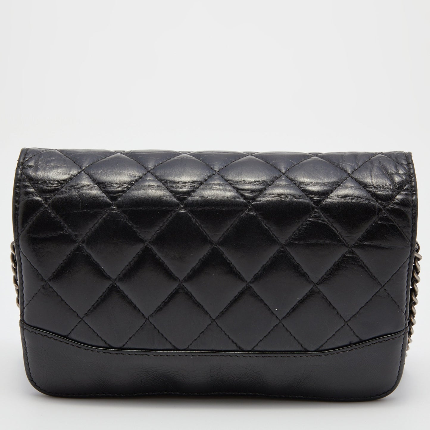 Chanel Black Quilted Leather CC Gabrielle Wallet On Chain