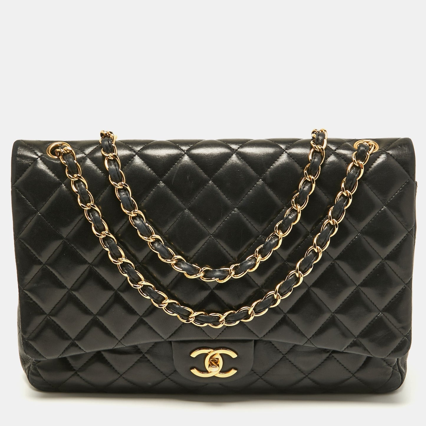 Chanel Black Quilted Leather Maxi Classic Double Flap Bag