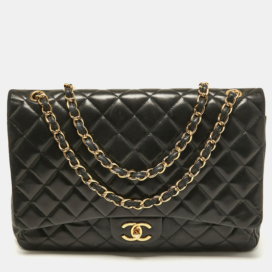 Chanel Black Quilted Leather Maxi Classic Double Flap Bag