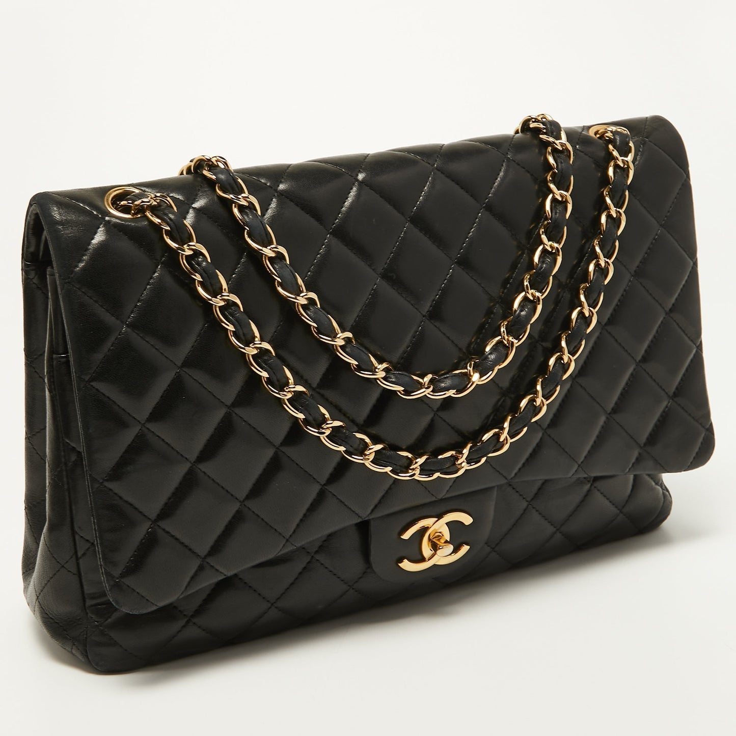 Chanel Black Quilted Leather Maxi Classic Double Flap Bag