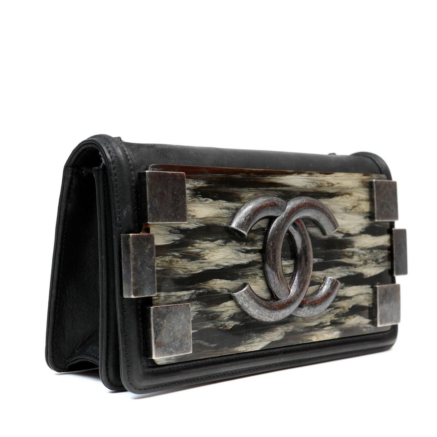 Chanel Black Resin & Ruthenium Medium Brick Bag